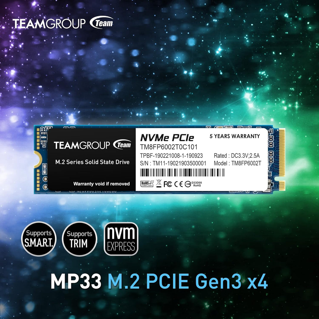 Team Group MP33 2TB PCIE GEN3 X4 NVME M.2 SSD 1800/1500 MB/S One size Classic