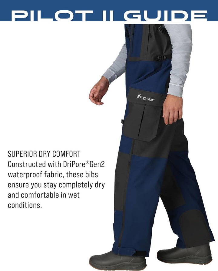 frogg toggs Herren Pilot Ii Guide Waterproof Breathable Rain Bib Pilotenführer Lätzchen (1er Pack) L