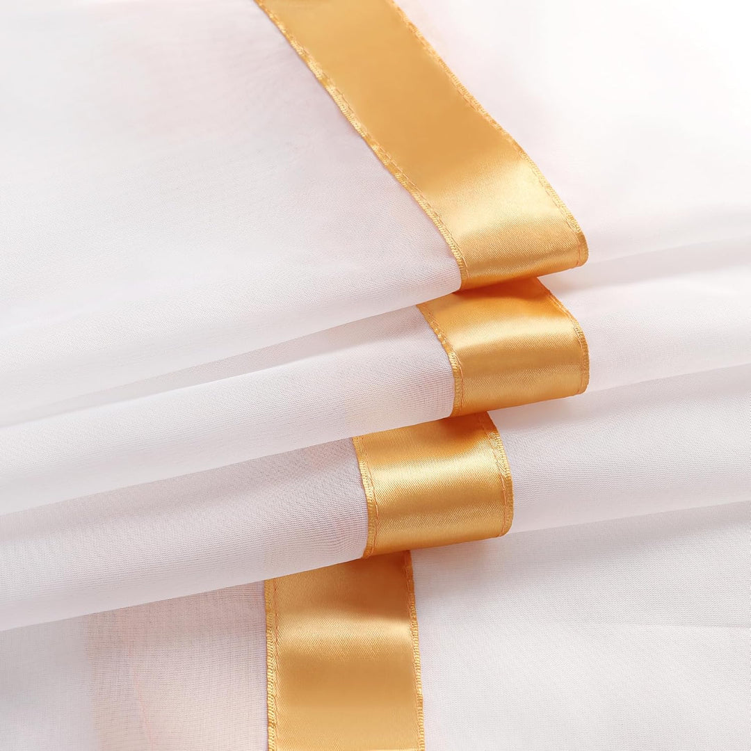 Stores Voile Gardine Schal Transparenter Vorhang mit Satinband Kräuselband H/B 245/300 cm Gelb H245