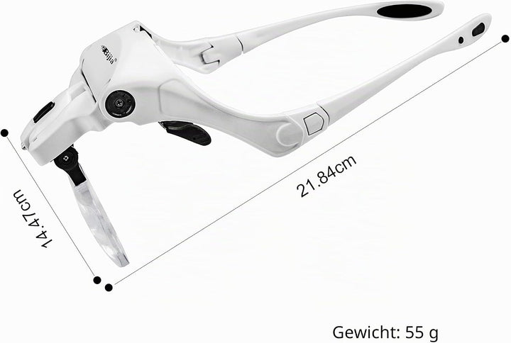 BIJIA Lupenbrille mit 2 LED Licht Hände Frei Kopfband Lupen Standlupe für Hobby, Lesen, Elektriker,