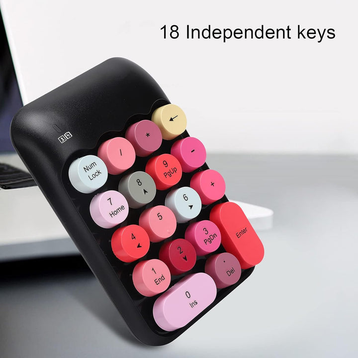 Mechanische Zifferntastatur, 2.4G Wireless 18-Tasten-Zifferblock, Mischfarben-Nette Retro-Numpad-Tas