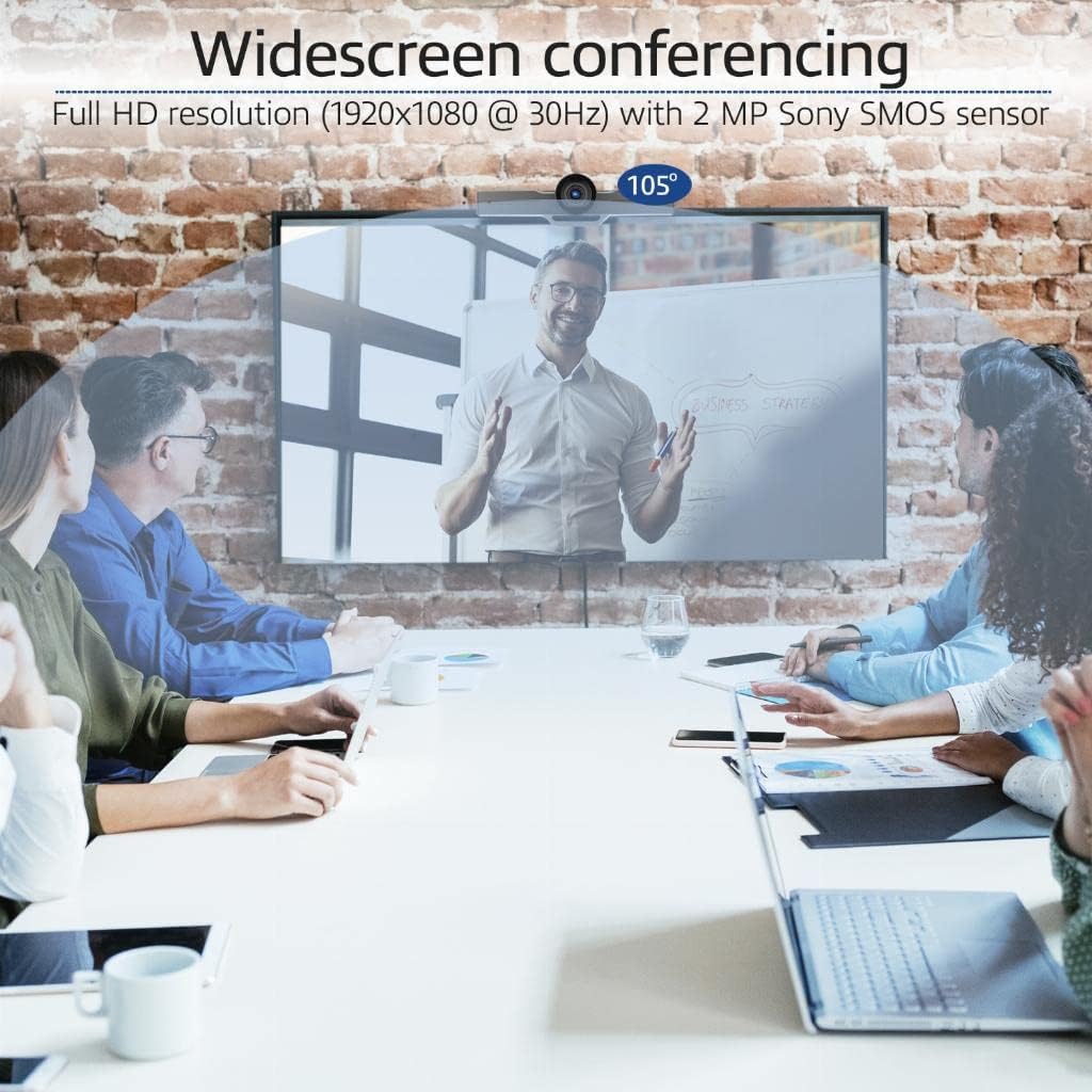 ACT Professionelle Konferenzkamera, Full HD Webcam 1080P Bild Sony CMOS Sensor, Zoom, Teams, Google