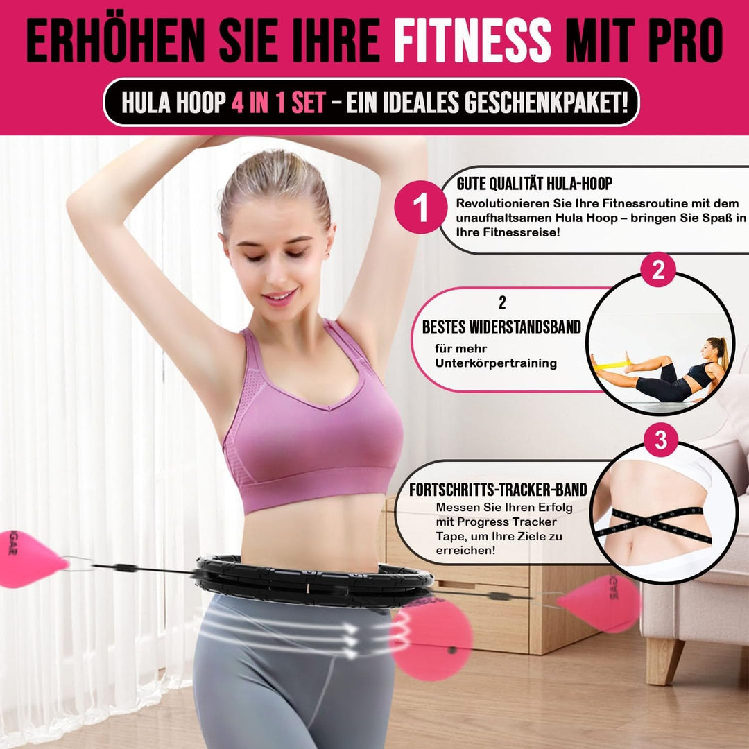JADOGAR Smart Hula Hoop, Modern Hullahub Reifen zum Abnehmen mit 24 Verstellbaren Knoten, Hula Hoop