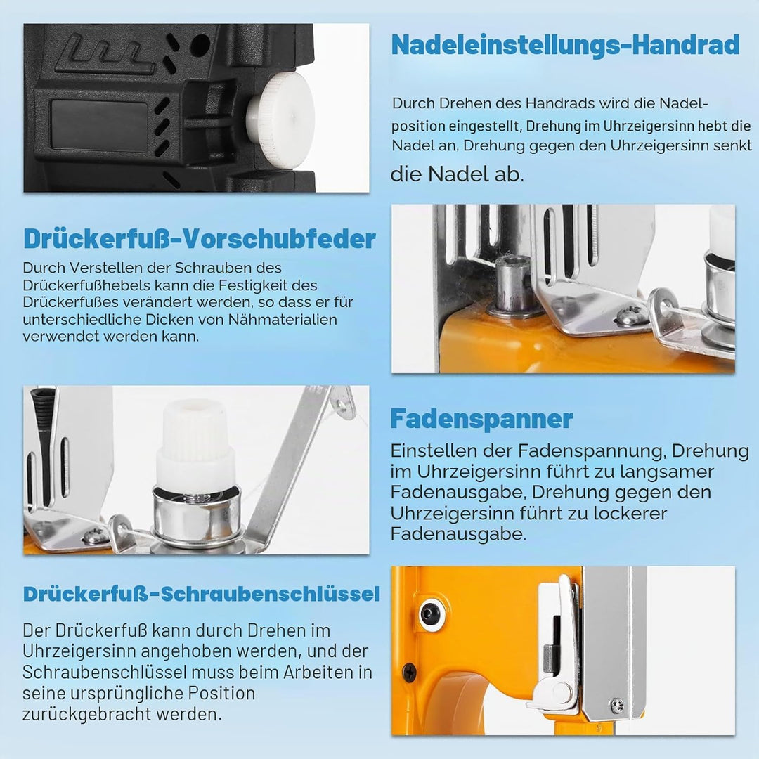 MXBAOHENG Sacknähmaschine mit 2 akkus 21 V Einstellbare Geschwindigkeit Beutelverschliessmaschine mi