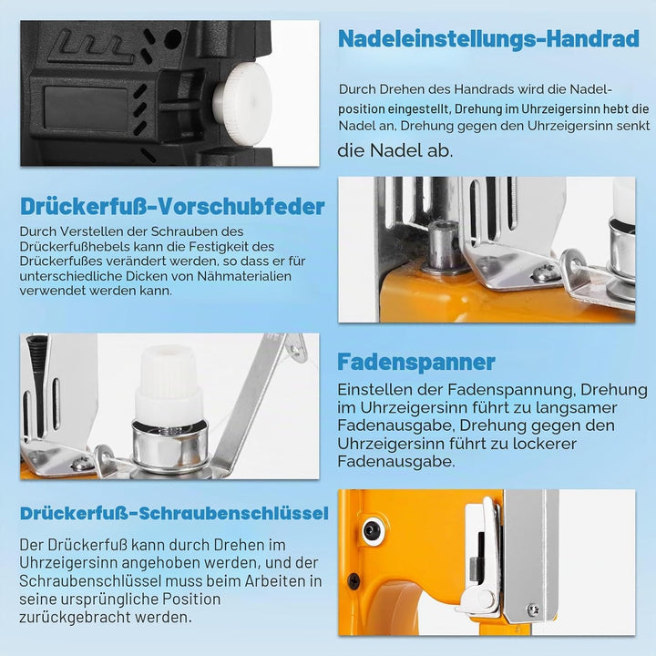 MXBAOHENG Sacknähmaschine mit 2 akkus 21 V Einstellbare Geschwindigkeit Beutelverschliessmaschine mi