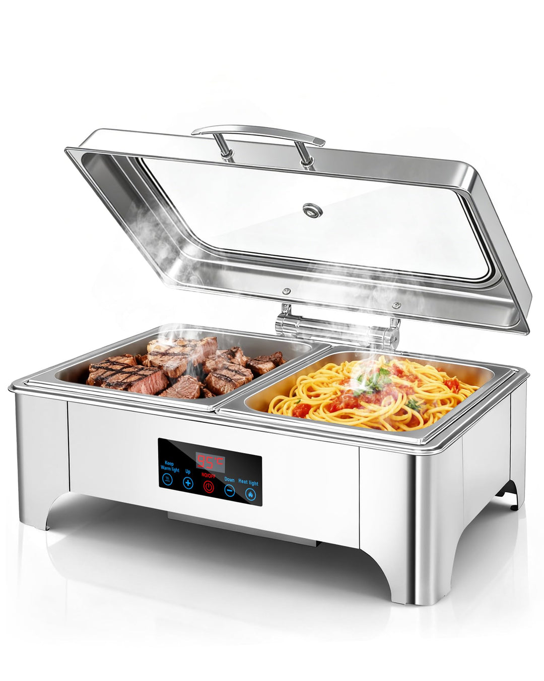 Chafing Dish Elektrisch, 9L Professioneller Speisenwärmer, Buffetwärmer mit Touchscreen Temperaturre