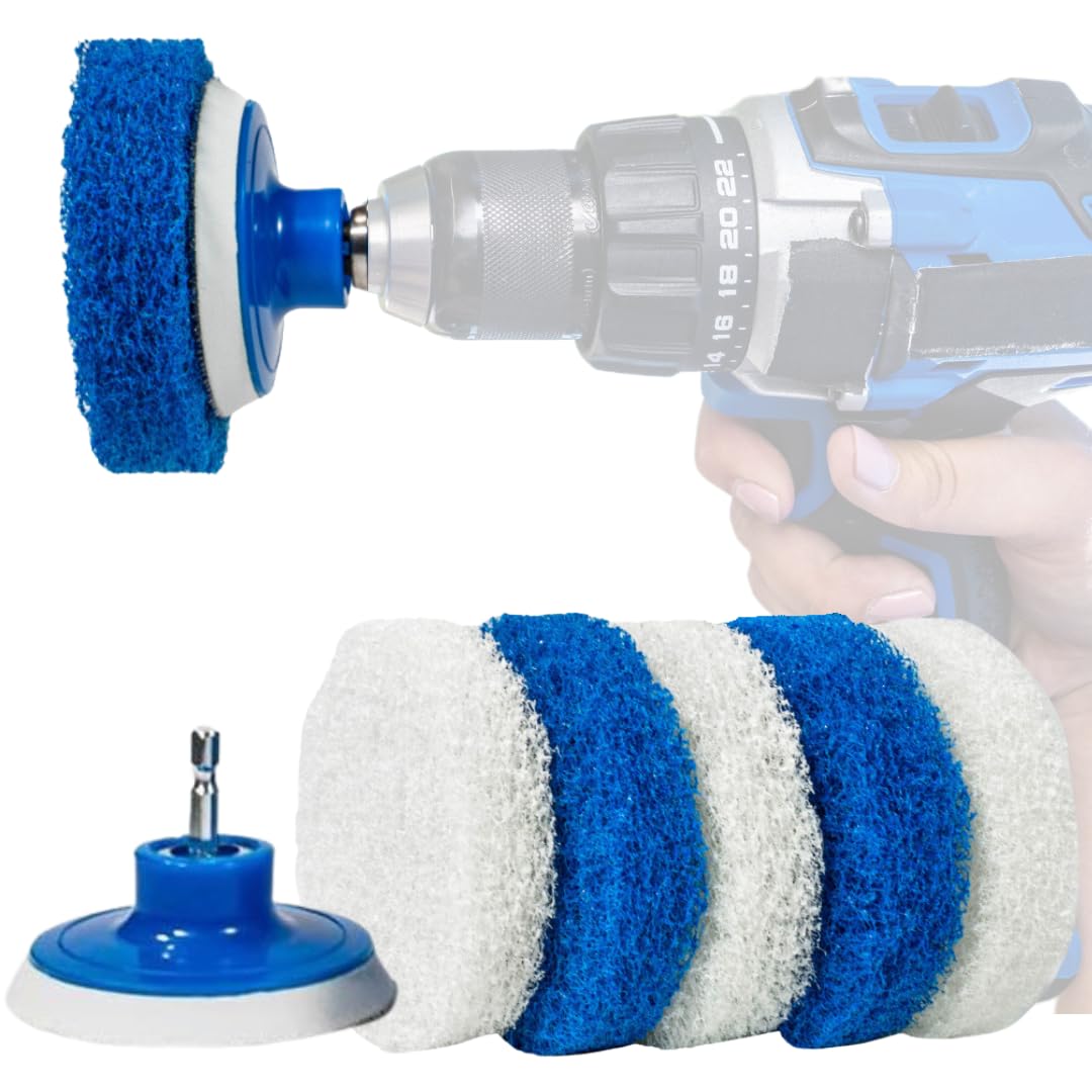 RotoScrub Badezimmer Reinigen Drill Zubehör-Kit 4"x4"x8.5" Blau Weiss, Blau Weiss