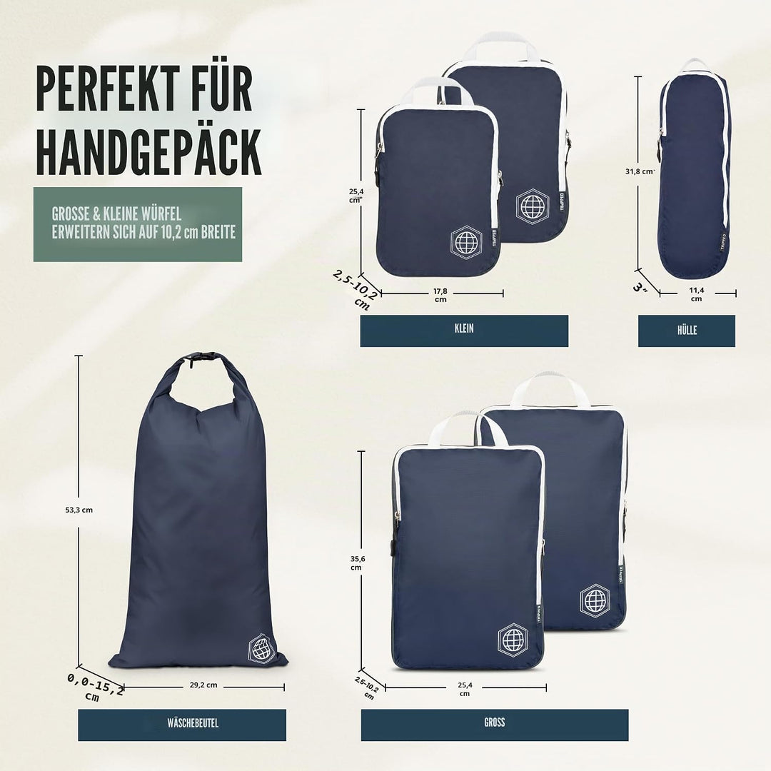 TRIPPED Travel Gear Reise-Kompressions-Packwürfel, Koffer- und Rucksack-Organizer für Kleidung, Mari