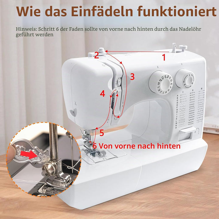 Nähmaschine für Anfänger, 45 Stichprogrammen Tragbare Elektrische nähmaschinen, Sewing Machine Overl