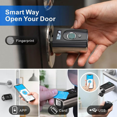 RUILON Elektronisches Türschloss Fingerabdruck,Türschloss Fingerabdruck mit RFID Karte, Bluetooth &