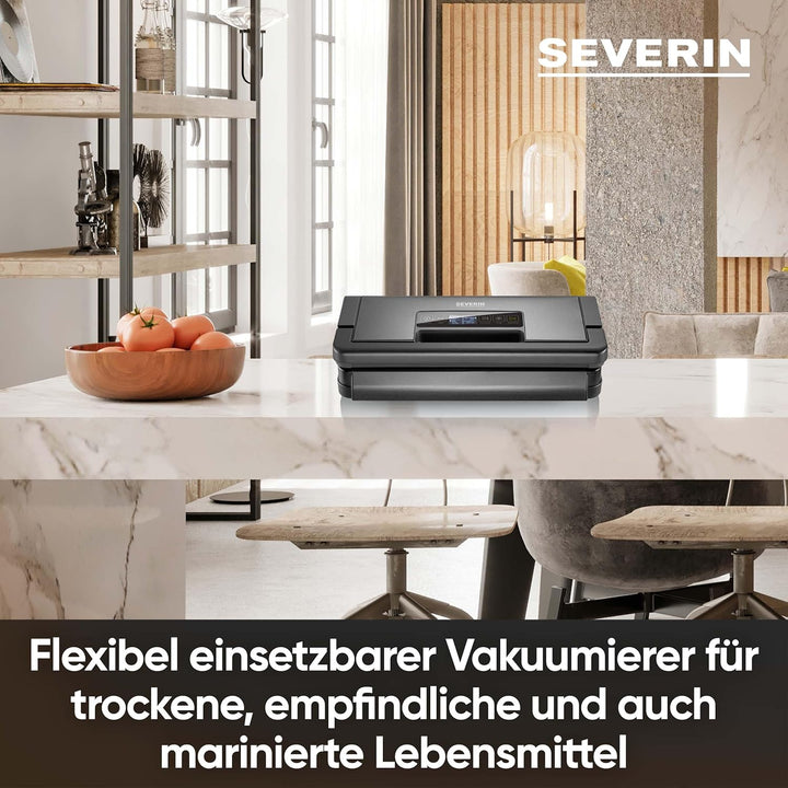 SEVERIN Vakuumiergerät, Vakuumierer zum Konservieren von Lebensmitteln, flexibel einsetzbares Folien