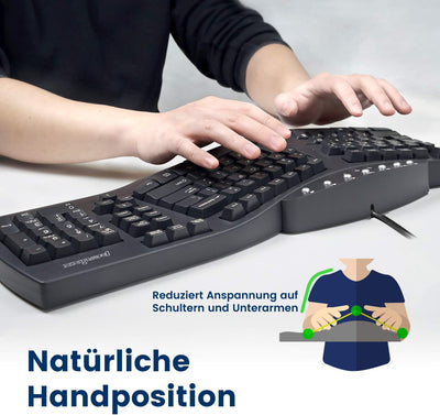 Perixx PERIBOARD-512 Ergonomische Tastatur - Geteiltes Tastenfeld - USB - Empfohlen bei Tennisarm -Q