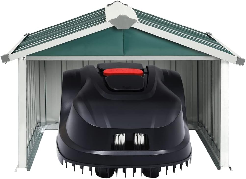 Mähroboter Garage Metall Mähroboter Garage mit Satteldach für Rasenroboter Sonnen- & Regenschutz Ras