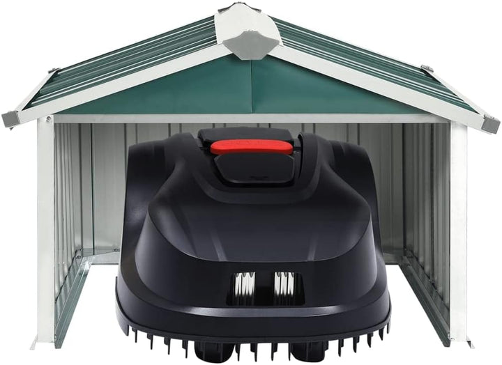 Mähroboter Garage Metall Mähroboter Garage mit Satteldach für Rasenroboter Sonnen- & Regenschutz Ras