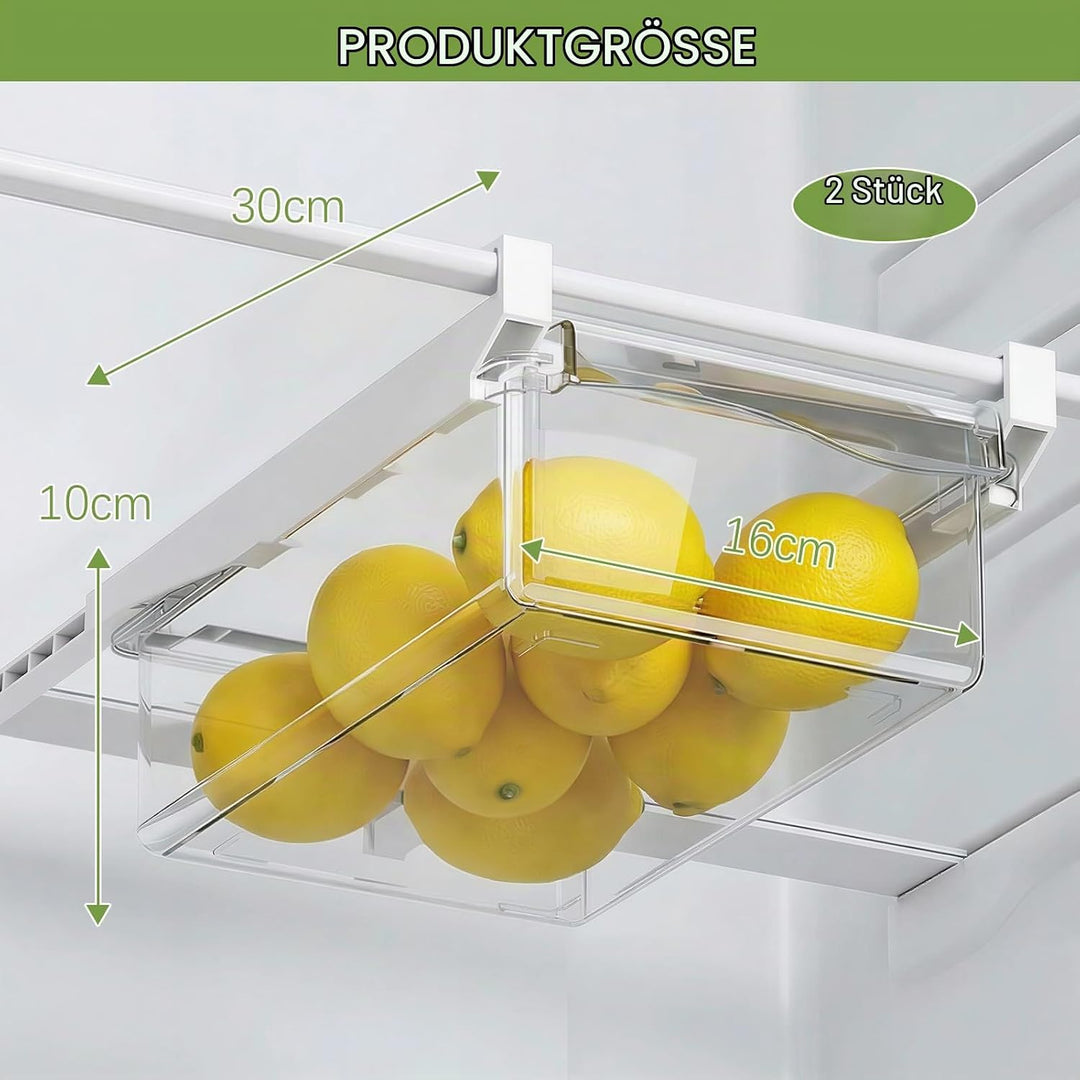 2er-Pack Kühlschrank-Organizer Schublade,Aufbewahrungs Schubladen Stapelbare,Herausziehbares Regal a