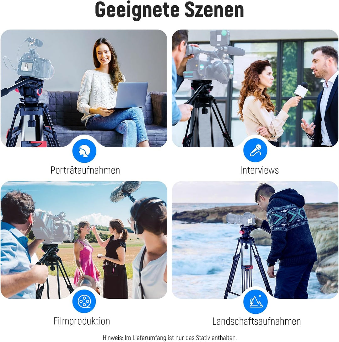 NEEWER 79" Kamera Stativ mit 360° Kugelkopf, Heavy Duty Aluminiumlegierung Videostativ mit QR Platte
