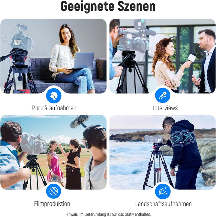 NEEWER 79" Kamera Stativ mit 360° Kugelkopf, Heavy Duty Aluminiumlegierung Videostativ mit QR Platte