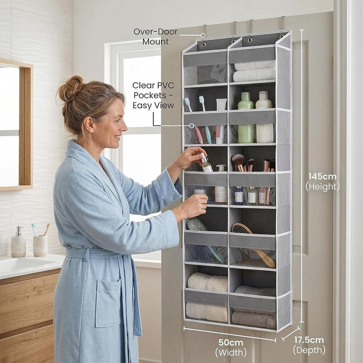 Hängeorganizer Tür mit 10 Fächern, Hängeregal über Tür Organizer mit 10 Seitentaschen & 4 Metallhake