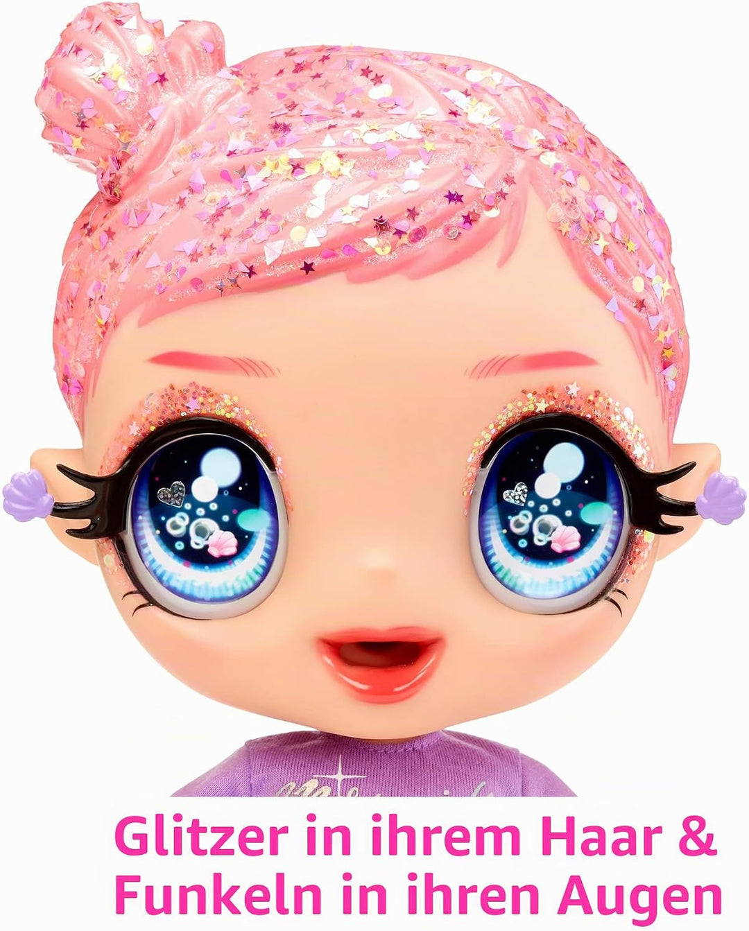 Glitter Babyz MGA Marina Finley - Babypuppe mit 3 magischen Farbwechseln durch eiskaltes Wasser, Pin