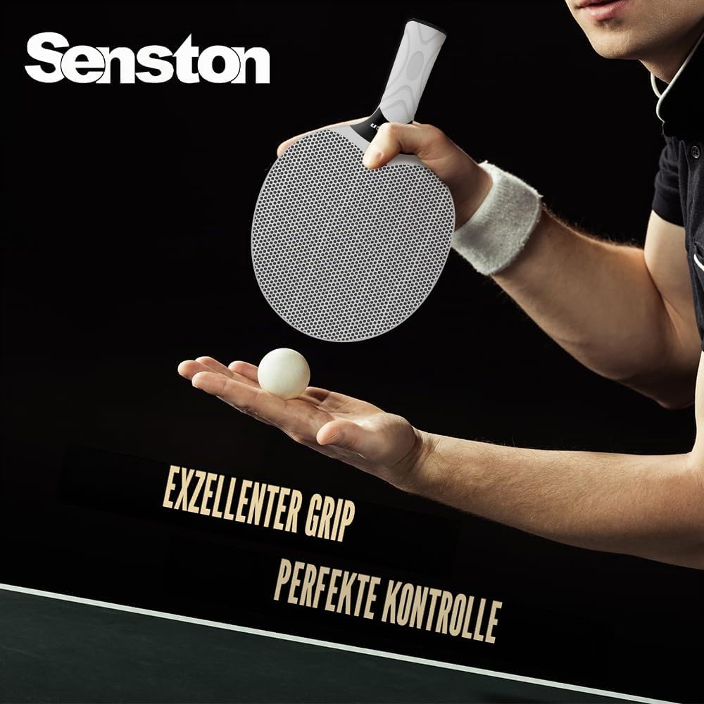 Senston Tischtennisschlägerset, professionelles Tischtennis-Paddel-Set für 4 Spieler, Ping-Pong-Padd
