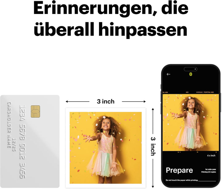 KODAK Mini Shot 3 ERA 7,6x7,6cm Sofortbildkamera, 38 Blatt, Gelb | Bluetooth, iPhone &amp; Android kompa