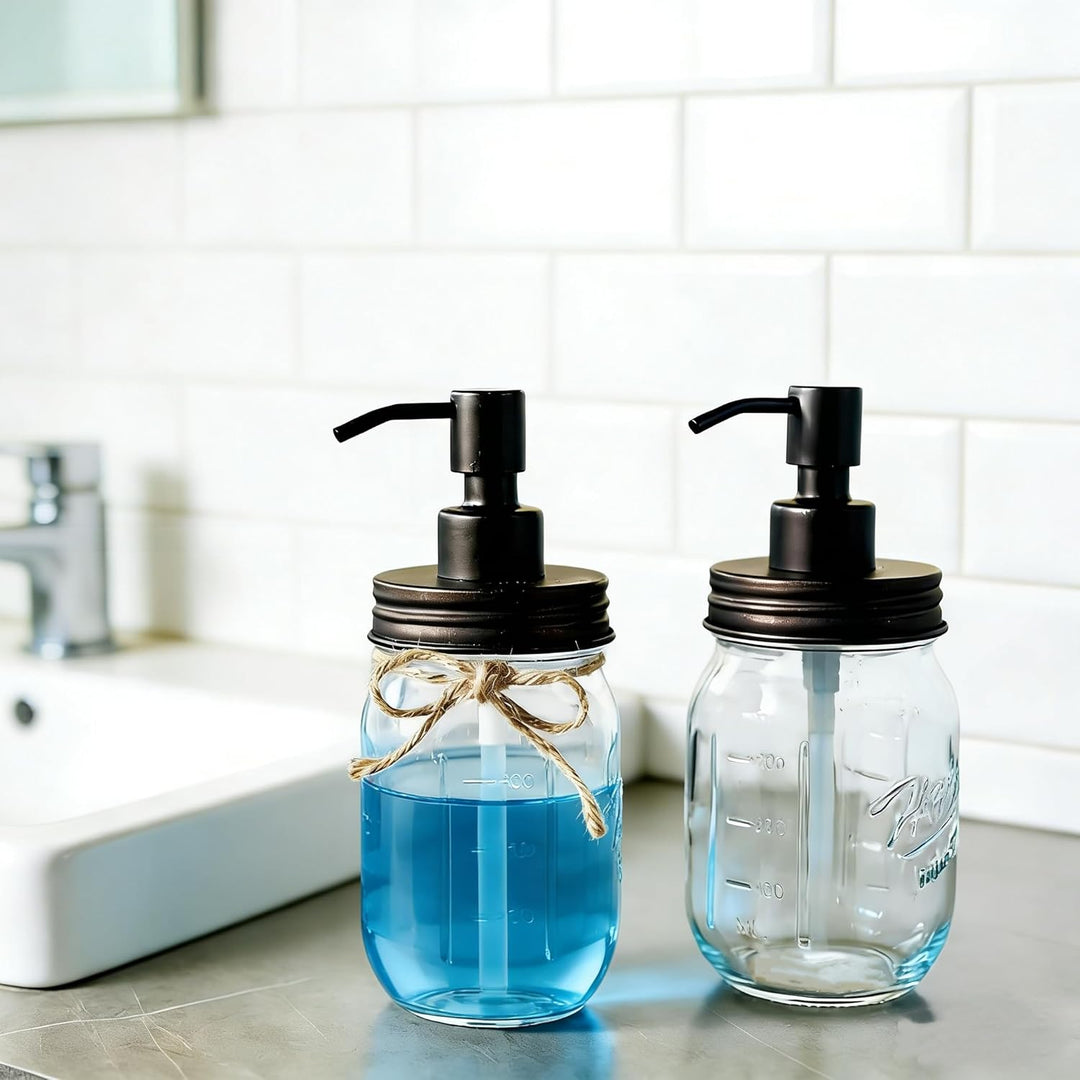 Mason Jar Seifenspender – Bronze rostfreier 304 Edelstahl Deckel & Pumpe Ideal für Handseife, Lotion