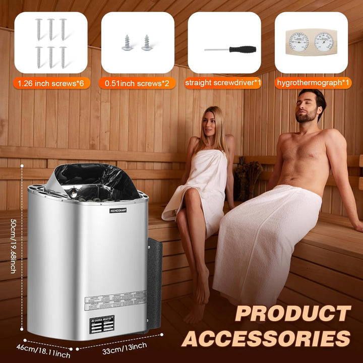 Mxmoonant 6KW Saunaofen, Digitale Display Steuerung, Elektroherd für Sauna, für Home, Hotel, Spa, Ma