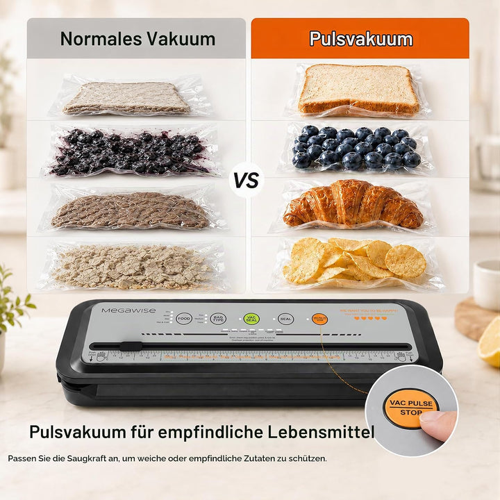 MegaWise Leistungsstarke und kompakte Vakuumversiegelungsmaschine One-Touch Automatische Lebensmitte