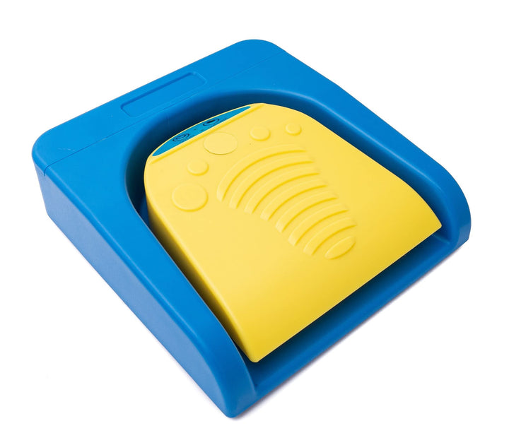 System-S Bluetooth Fusspedal kabellos mit USB 3.1 Typ C Anschluss für PC Hotkeys Blau Gelb