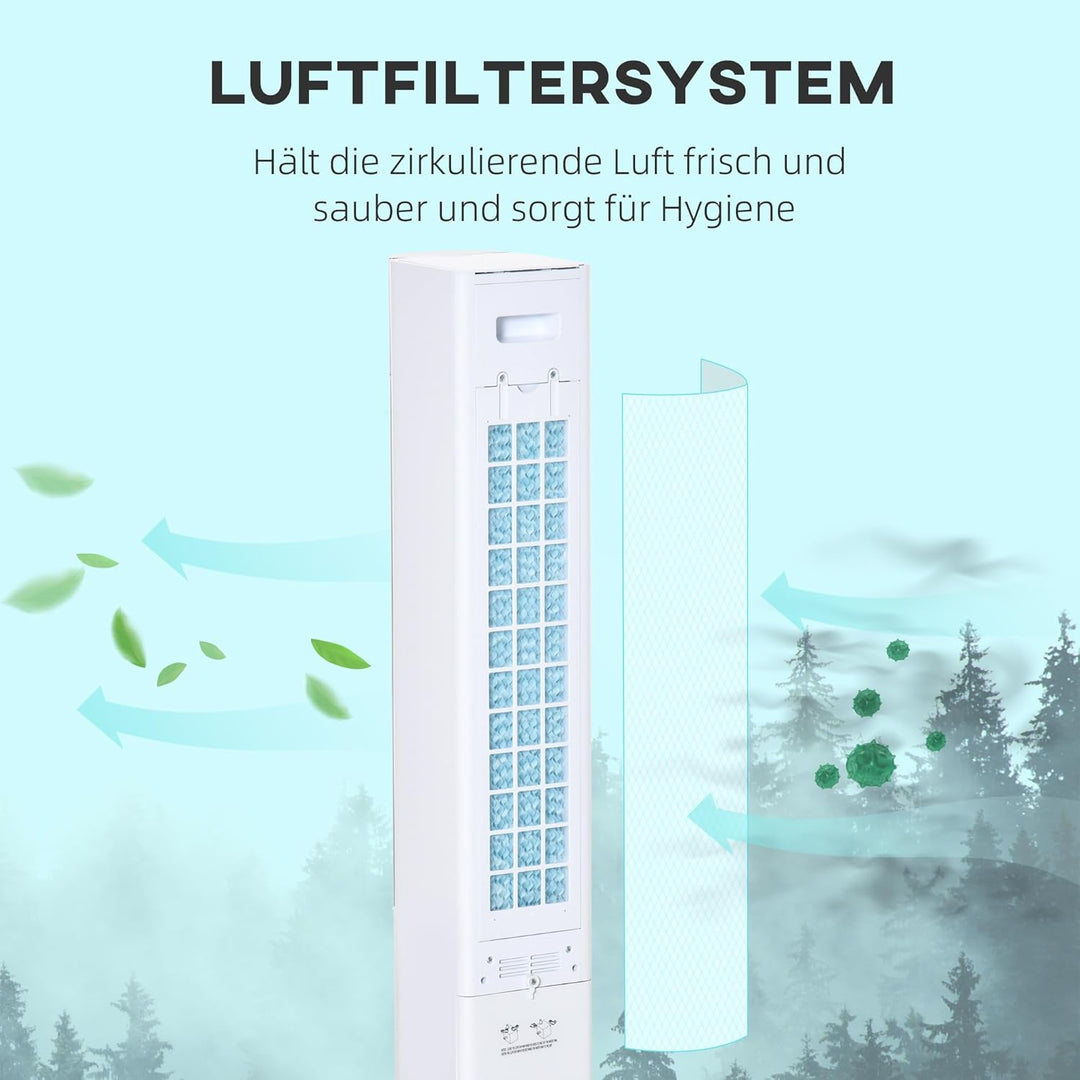 HOMCOM Turmventilator mit Fernbedienung 105cm Ventilator, Standventilator 52° oszillierende Luftkühl