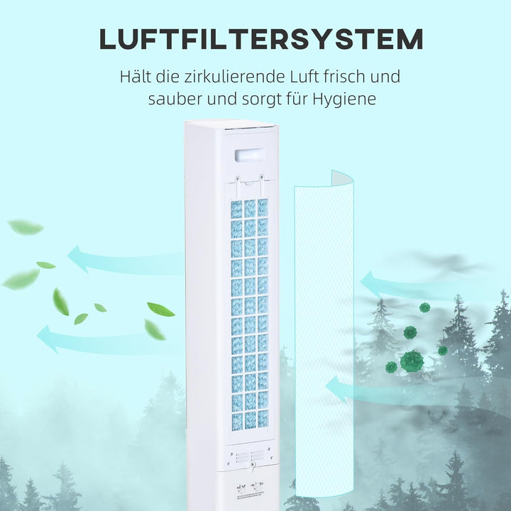 HOMCOM Turmventilator mit Fernbedienung 105cm Ventilator, Standventilator 52° oszillierende Luftkühl