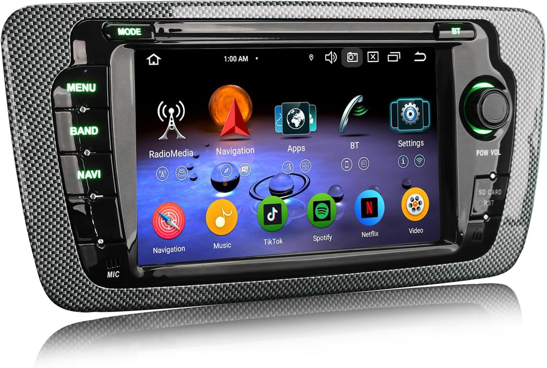 Erisin Android 14 8-Kern 4GB+64GB Autoradio GPS Navi für SEAT Ibiza 2009-2013 7 Zoll IPS Touchscreen