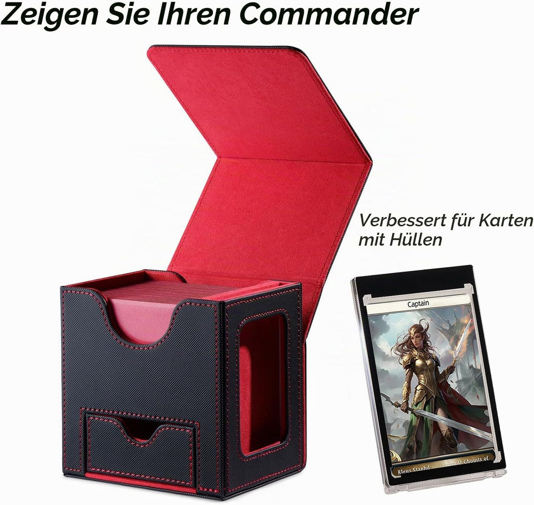 Commander Deckbox für MTG - Patentiertes Design, Commander Display, passt für 100 doppelt eingehüllt