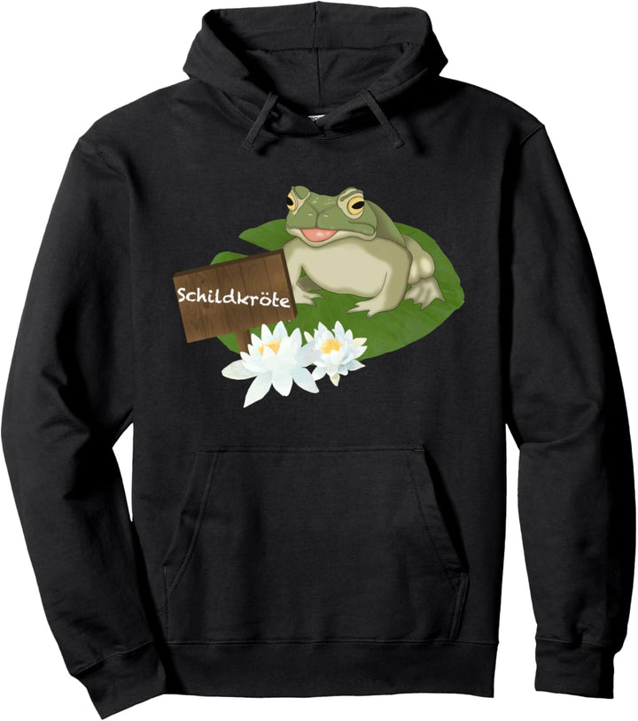 Frosch mit Schild Schildkröte Lustiges Frosch Pullover Hoodie