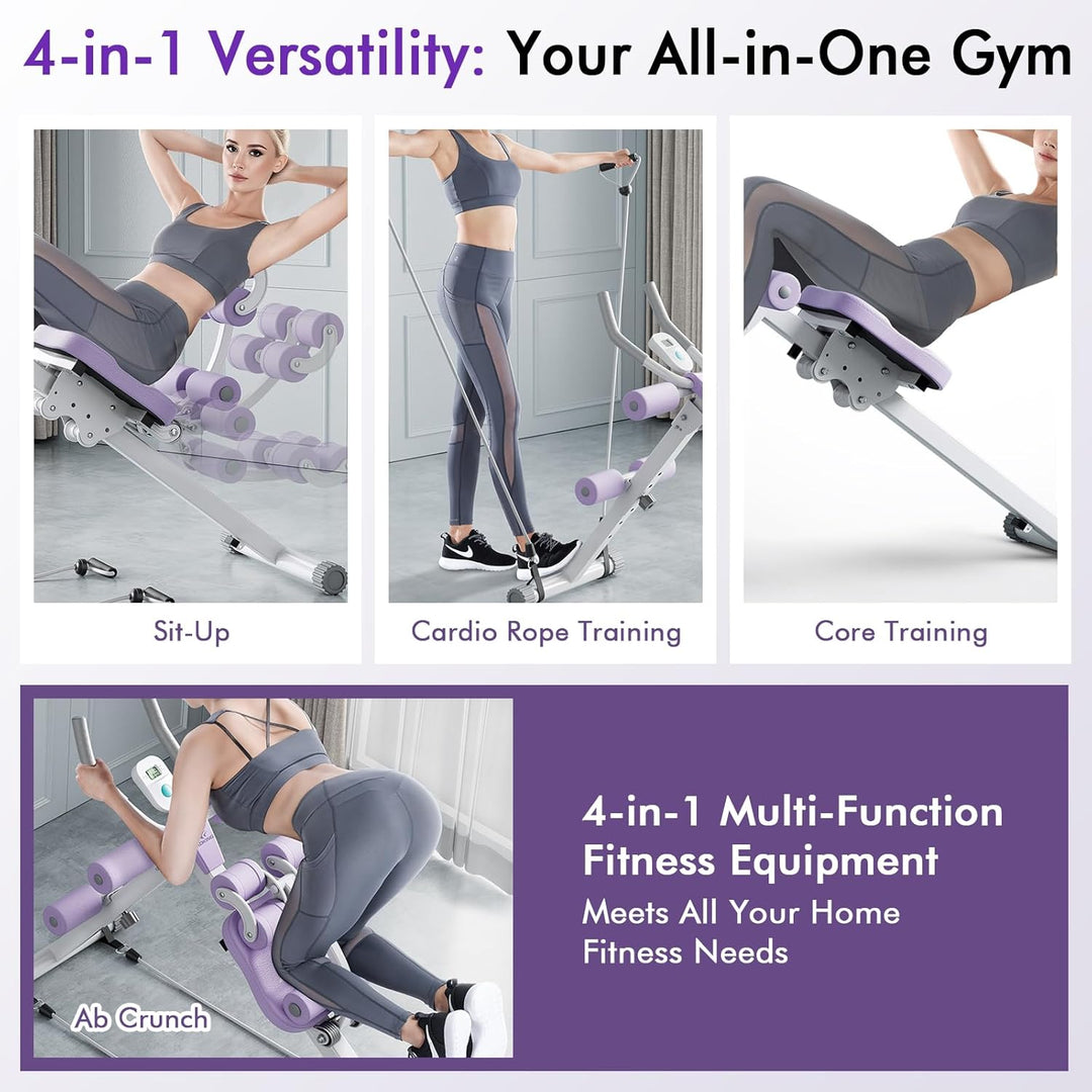 4-in-1 Bauchtrainer für Zuhause, Verstellbare Bauchmuskeltrainer, Faltbare Bauchmuskeln Trainingsger