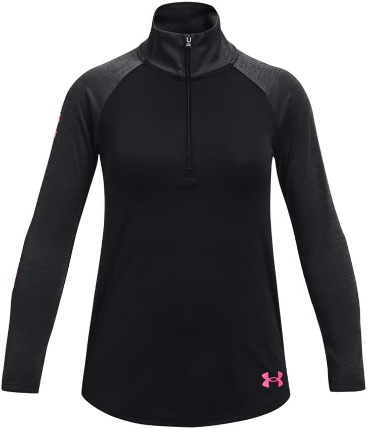 Under Armour Mädchen Tech Graphic Half Zip T-Shirt XL Schwarz (002)/Weiss, XL Schwarz (002)/Weiß