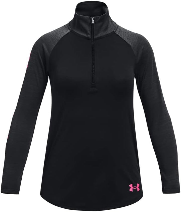 Under Armour Mädchen Tech Graphic Half Zip T-Shirt XL Schwarz (002)/Weiss, XL Schwarz (002)/Weiß