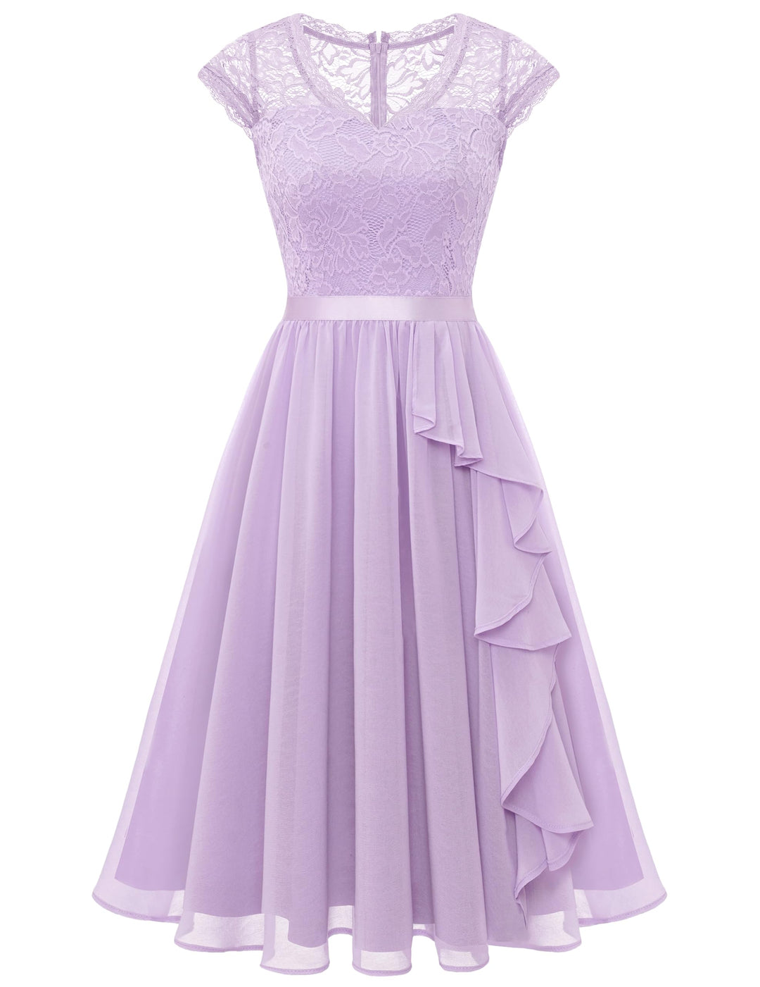 Wedtrend Cocktailkleid Damen Knielang Abendkleid Elegant für Hochzeit Elegant A Linie Rüschenkleid L