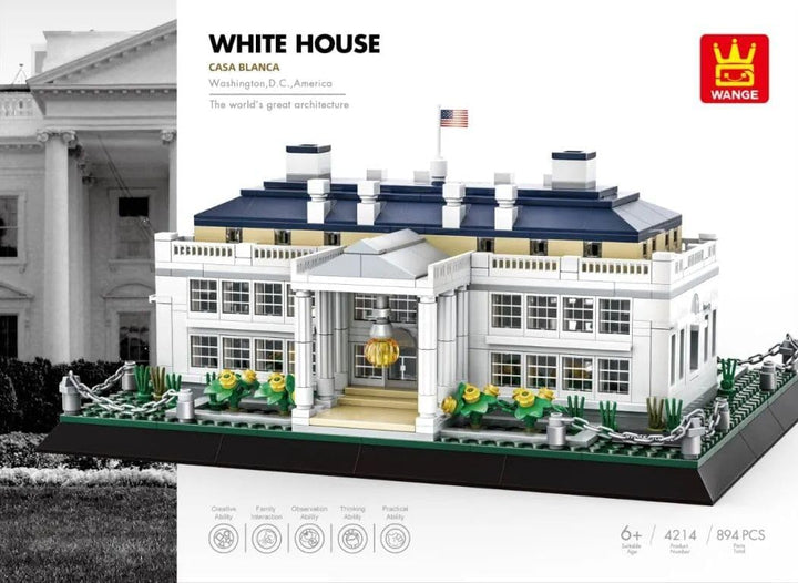 Wange Weisses Haus Washington Architektur-Modell, zur Montage mit mit Bausteinen Weisses Haus, Weiss