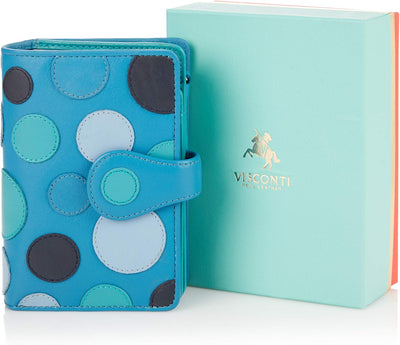 VISCONTI 100% Pur Leder Portemonnaie Damen RFID Schutz Geldbeutel Damen Geldbörse Bifold Mehrfarbig