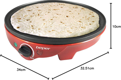 BEPER BT.700Y Crepes Maker für Crêpes, Pfannkuchen und Piadinas - Elektrischer Crepes Maker +, Elekt