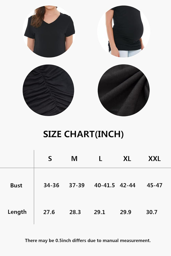 Smallshow Damen Umstandstop V Hals Schwangerschaft Seite Geraffte Umstandskleidung Tops T Shirt 3 Pa