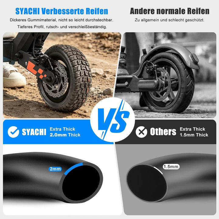 SYACHI 10x2,75-6,5 Reifen Schlauch für Elektroroller, E Scooter Reifen für Speedway 5 Dualtron 3, Ab