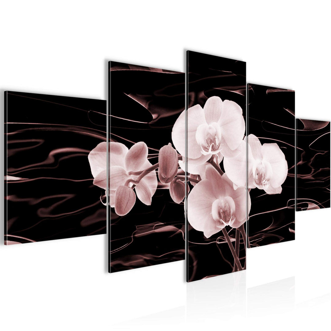 Runa Art - Bilder Blumen Orchidee 200 x 100 cm 5 Teilig XXL Wanddekoration Design Rosa Braun 203251c
