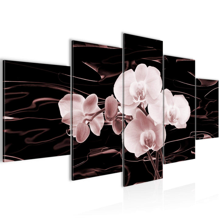 Runa Art - Bilder Blumen Orchidee 200 x 100 cm 5 Teilig XXL Wanddekoration Design Rosa Braun 203251c