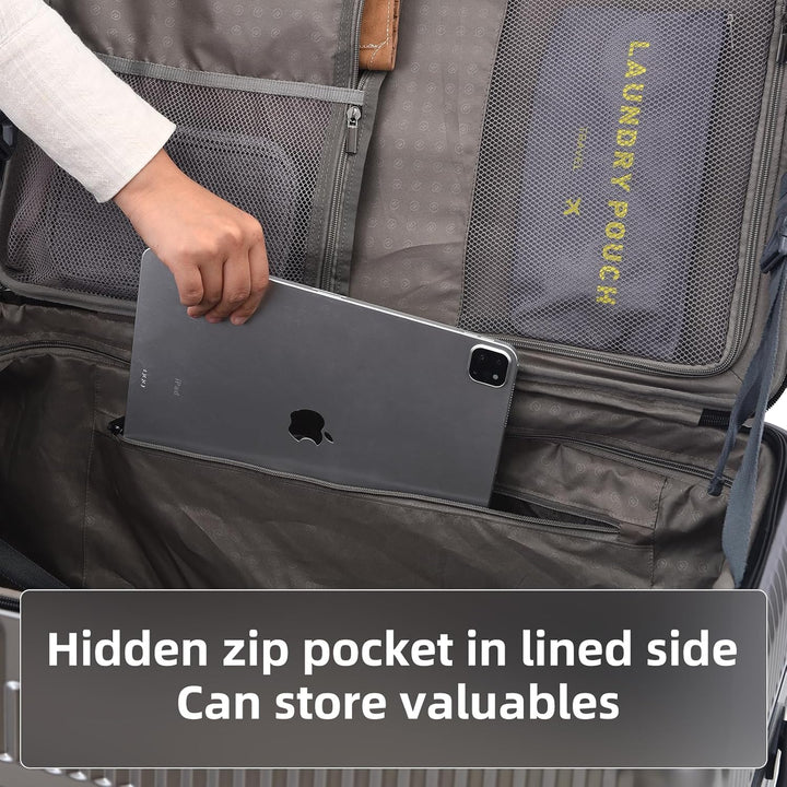 TydeCkare 29 Zoll 40 * 37 * 77 cm, 113 l, aufgegebenes Aluminiumgepäck mit seitlicher Öffnung, 360°-