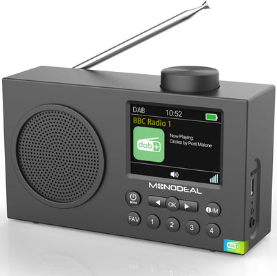 DAB Radio mit Bluetooth, DAB Plus Radio mit 3" Grosses TFT Display, Rechargeable Dab+ Radio Klein, K