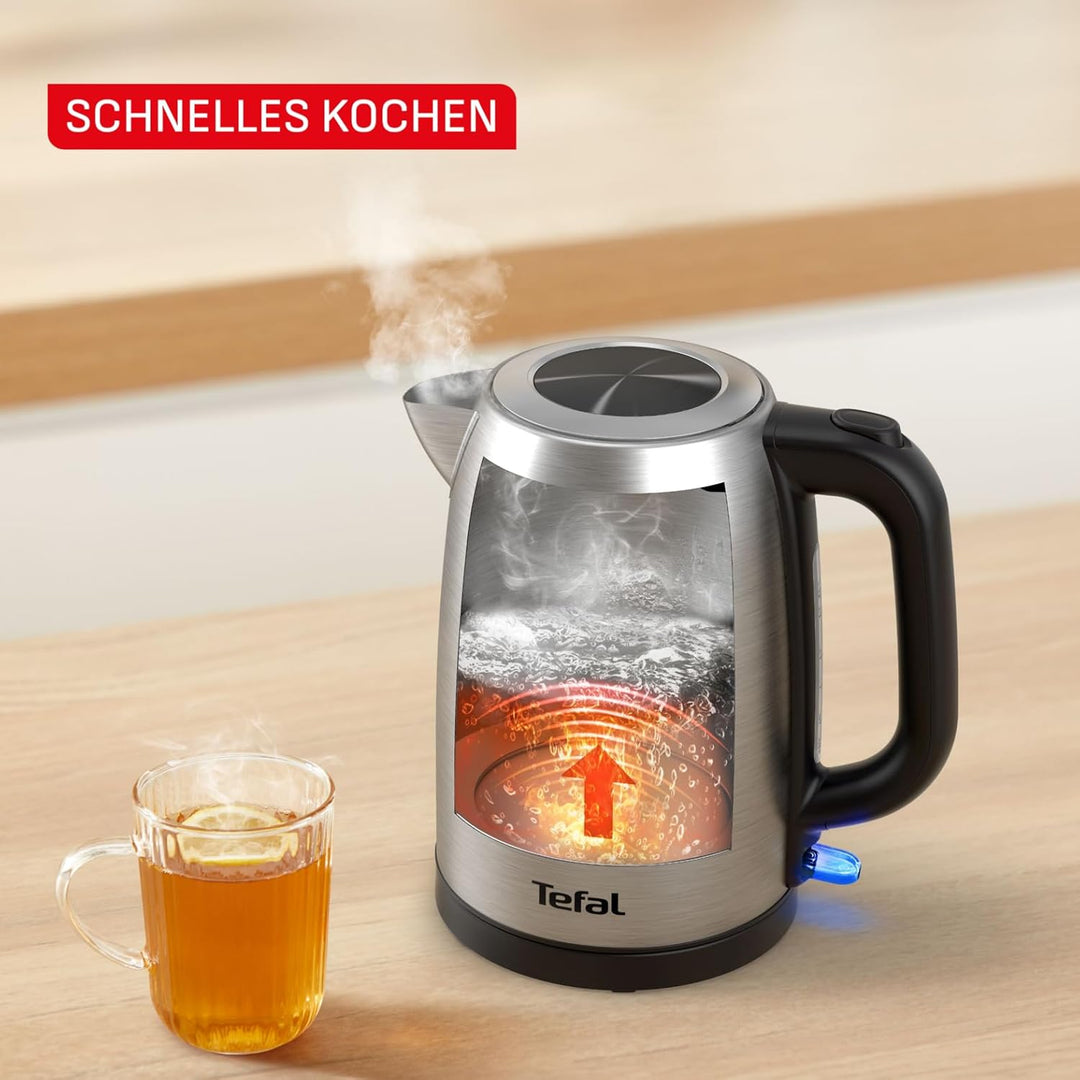 Tefal, Wasserkocher aus Edelstahl, 1,7 l, 2200 W für schnelles Kochen, automatische Abschaltung, sic