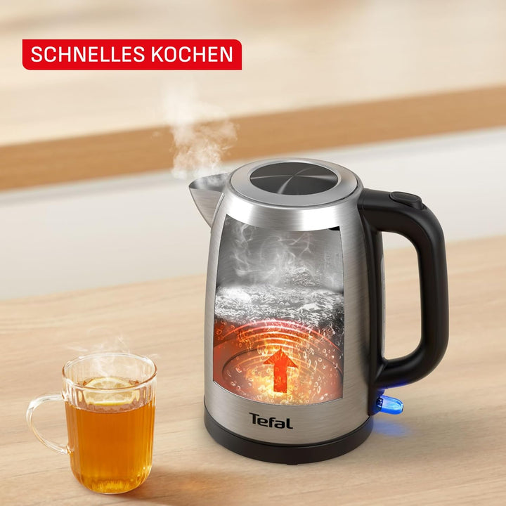 Tefal, Wasserkocher aus Edelstahl, 1,7 l, 2200 W für schnelles Kochen, automatische Abschaltung, sic