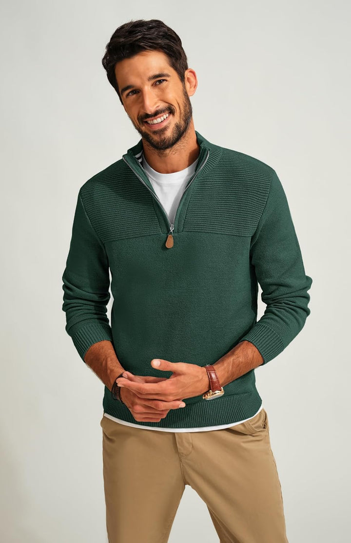 PaulJones Troyer Pullover Herren Strickpullover mit Reissverschluss und Stehkragen Arbeitspullover S